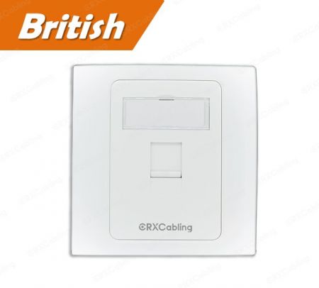 صفحه دیواری کابل اترنت به سبک بریتانیایی 1 پورت با درپوش در رنگ سفید - صفحه داده بریتانیا 1 پورت